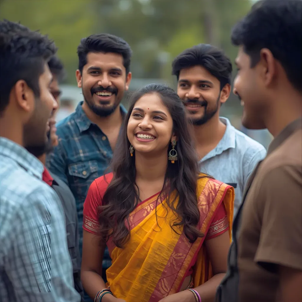 Girl laughing with friends